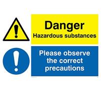 Viking signos cn653-a4l-v señal de "Peligro sustancias peligrosas, por favor observar las precauciones correcto, vinilo/adhesivo, 300 mm x 200 mm W