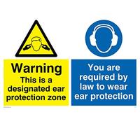 Viking Signos Cp267-A4L-3 M "Advertencia Este Es Un Designado Protección Para Los Oídos Zona, You Are Requiere Por Ley A Wear Protección Para Los Oídos" Signo, Plástico Rígido, 300mm H X 300mm W