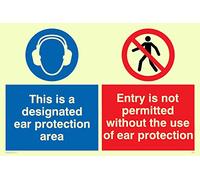 Viking signos cp276-a6l-pv "este es un designado protección para los oídos zona, entrada no está permitido sin el uso de protección para los oídos" signo, photoluminescent vinilo adhesivo, 150 mm H x 100 mm W
