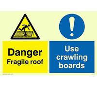 Viking signos cv610-a6l-pv luminiscente de fotos de señal de "Peligro frágil techo, uso gatear las juntas, vinilo adhesivo, 150 mm H x 100 mm W