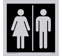Viking signos dv1025-s85-sv macho y hembra para inodoro símbolos - placa para puerta del baño, negativo negro texto, vinilo adhesivo de plata, 85 mm x 85 mm W