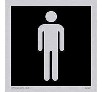Viking signos dv1027-s85-sv macho para inodoro símbolos - placa para puerta del baño, negativo negro texto, vinilo adhesivo de plata, 85 mm x 85 mm W