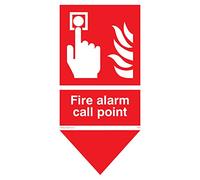 Viking signos fv342-p12-v "alarma de incendio llamada punto" signo, botón de alarma y llamas con flecha hacia abajo, vinilo adhesivo, 100 mm H x 200 mm W