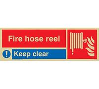 Viking signos fv349-l15-g "Fire carrete de manguera, Keep Clear" signo, plástico semirrígido oro, 150 mm x 50 mm W