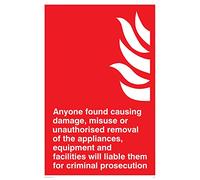 Viking signos fv358-a4p-3 m "cualquiera encontrado causar daño, uso indebido o retirada no autorizada de la electrodomésticos" signo, 3 mm plástico rígido, 200 mm H x 300 mm W