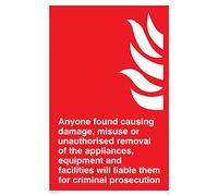 Viking signos fv358-a6p-3 m "cualquiera encontrado causar daño, uso indebido o retirada no autorizada de la electrodomésticos" signo, 3 mm plástico rígido, 100 mm H x 150 mm W