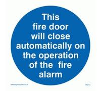 Viking signos ma213-s10 - 1 M "esta Fire puerta se cierran automáticamente sobre el funcionamiento de la señal de alarma de incendios", 1 mm, plástico semirrígido, 100 mm x 100 mm
