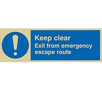 Viking signos ma233-l31-g "Keep Clear salida de ruta de escape de emergencia" signo plástico rígido y, oro, 100 mm H x 300 mm W