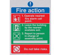 Viking signos mf328-a5p-sv pictórica Fire Action no levanta el signo, vinilo, plata, 200 mm x 150 mm W