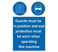 Viking signos mp301-a3p-v "guardias debe ser en posición y protección ocular debe llevarse cuando esta máquina operativo" signo, vinilo, 400 mm H x 300 mm W