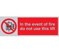 Viking signos pv53-l31-sv "en caso de incendio no utilice este ascensor" signo, plata vinilo, 100 mm H x 300 mm W
