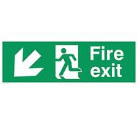 Viking signos sb426-l62-ac "Fire Exit Sign, izquierda flecha hacia abajo, aluminio compuesto, 200 mm H x 600 mm W