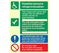 Viking signos sd962-a5p-p "Discapacitados refugio evacuación" signo, semirrígido luminiscente de fotos (plástico, 200 mm x 150 mm W