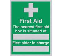 Viking signos sx467-a5p-sv "primeros auxilios el más cercano Primeros Auxilios Caja Is Situado en primera Aider en carga" signo, plata vinilo, 200 mm x 150 mm W