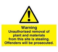 Viking signos wc503-a2l-v "alerta retirada no autorizada de planta y materiales de este sitio es robando. infractores será enjuiciada" signo, vinilo, 400 mm H x 600 mm W