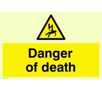 Viking signos we71-a5l-p señal de "Peligro de muerte, semirrígido photoluminescent plástico, 150 mm x 200 mm W