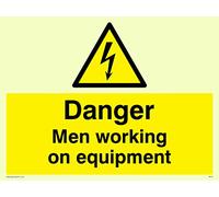 Viking signos we75-a5l-p señal de "Peligro Hombres Trabajando En Equipo, semirrígido photoluminescent plástico, 150 mm x 200 mm W