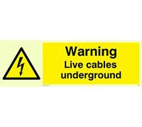 Viking signos we76-l31-p "alerta Live cables subterráneos" signo, semirrígido photoluminescent plástico, 100 mm H x 300 mm W