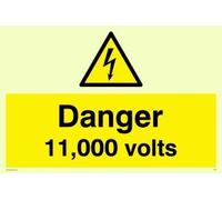 Viking signos we81-a6l-p señal de "Peligro 11000 voltios, semirrígido photoluminescent plástico, 100 mm H x 150 mm W