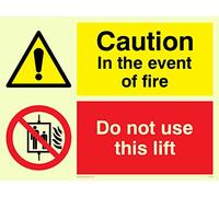 Viking Signs CV140-A5L-PV - Adhesivo decorativo de vinilo con texto en inglés "Caution in the eventent of fire, do not use this Lift", 200 mm de alto x 150 mm de ancho