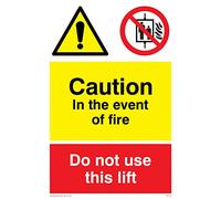 Viking Signs CV140-A6P-V "Caution In The Event Of Fire, Do Not Use This Lift" - Señal de vinilo/pegatina, 100 mm de alto x 150 mm de ancho