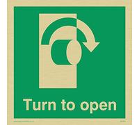 Viking Signs SA403-S10-GV Señal "Turn To Open", vinilo dorado, 100 mm de alto x 100 mm de ancho