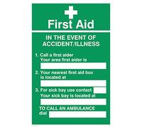 Viking Signs SX465-A4P-V - Cartel de vinilo con texto en inglés "First Aid In The Event Of Accident/Illness", 300 mm de alto x 200 mm de ancho