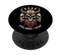 Viking Skull Mind Hugr Curvas de Acero nórdico Antiguas, no Hago runas PopSockets PopGrip Adhesivo