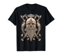 Viking Skull with Beard - Viking Axe - Viking Drinking Horn Camiseta