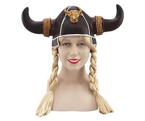 Viking Toys Bristol Novelty Casco de vikingo, trenzas rubias, multicolor (BH210) Halloween