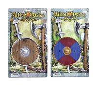 Viking Toys Bristol Novelty Juego de espada, escudo y hacha de vikingo, multicolor (BA404) Halloween, Carnaval