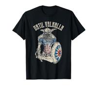 Viking Valhalla Warrior Skull Norse Helmet Hacha Arte Gráfico Camiseta