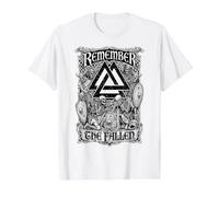 Viking Valknut Recuerda a los Guerreros Esqueleto caídos Camiseta gráfica económica, Hombre, Blanco, XL