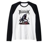 Viking Wolf Fenrir Mitología nórdica El aullido de Ragnarok Camiseta Manga Raglan