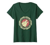 Vikingo Diciendo Mejor ser un Lobo de Odín Que un Cordero de Dios Camiseta Cuello V, Mujer, Verde Bosque, M