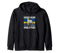 Vikingo Divertido Diciendo Actitud vikinga de Sangre Sueca Sudadera con Capucha