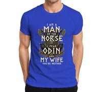 Vikingo I Fear Odin and My Wife You're - Camiseta para hombre, azul, 3XL