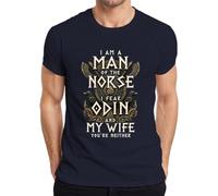 Vikingo I Fear Odin and My Wife You're - Camiseta para hombre, azul marino, 3XL