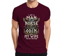 Vikingo I Fear Odin and My Wife You're - Camiseta para hombre, granate, 3XL