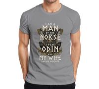 Vikingo I Fear Odin and My Wife You're - Camiseta para hombre, gris, M