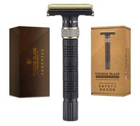 VIKINGS BLADE Maquinilla de afeitar de seguridad ajustable de doble filo + funda de lujo. Suave, reutilizable, respetuosa con el medio ambiente (The Emperor "Augustus")