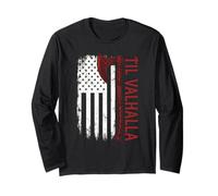 Vikings Lovers Norse Viking Axe American Flag Til Valhalla Manga Larga
