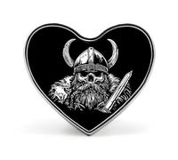 Vikings-Skull - Broche de corazón de guerrero nórdico, pin de solapa, alfileres de solapa, accesorios de vestir, boda, cumpleaños, para hombres y mujeres, Love form, Metal