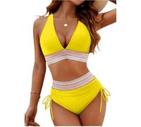 Vikinis para Mujeres 2026 Traje De Baño Mujer Dos Piezas Barriga Bañadores Talla Grande Tallas Grandes Verano Playa Bikinis Gorditas Sexy con Relleno en Sin Aros Ropa Swimsuit Women Amarillo S