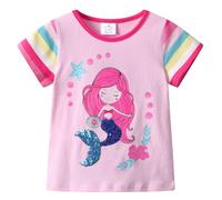 VIKITA Manga Corta Algodón Camisetas T-Shirt Niñas S6307 10T