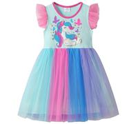 VIKITA Vestido Invierno Manga Corta Tul Algodón Bordado Unicornio para Niñas SH2323 7-8años