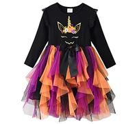 VIKITA Vestido Invierno Manga Larga Tul Algodón Bordado Unicornio para Niñas LH4015 7T