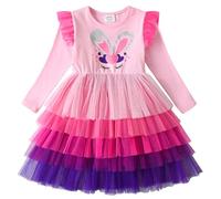 VIKITA Vestido Invierno Manga Larga Tul Algodón Bordado Unicornio para Niñas LH4116 7T