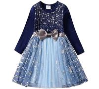 VIKITA Vestido Invierno Manga Larga Tul Algodón Bordado Unicornio para Niñas LH4863 7T