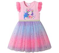 VIKITA Vestido Patrón de Mariposa Unicornio Algodón Tulle Tutu Manga Corta Niñas Sh4822 2-3años=98cm